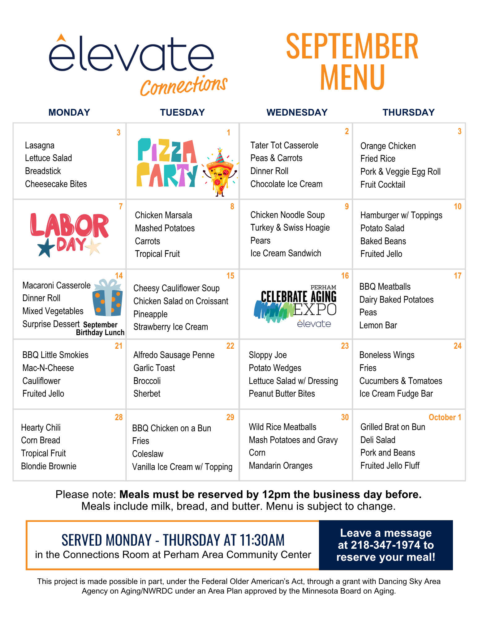 Connections Lunch Menu